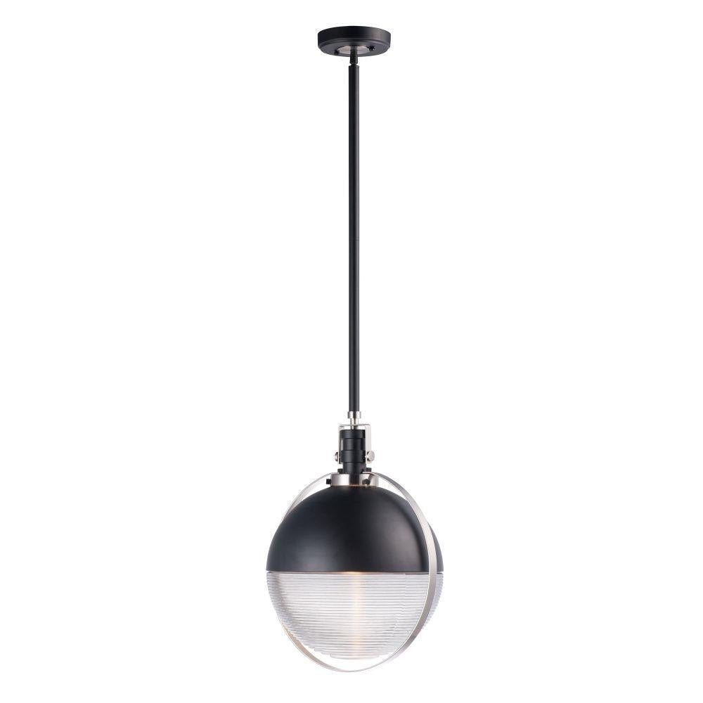 Maxim Lighting 10080CLBKSN Axiom 1 Light LED Pendant Ceiling Light Black Satin Nickel Clear Glass