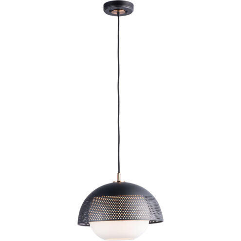 Maxim Lighting 10082WTBKSBR Perf 1 Light 14 inch Black/Satin Brass Single Pendant Ceiling Light in Black and Satin Brass, Bulb Not Included
