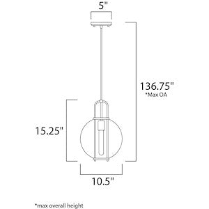 Maxim Lighting 10084MSKPN Minaret pendant dimensions diagram