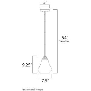 Maxim Lighting 10091HMOI Pendant Ceiling Light Dimensions Diagram