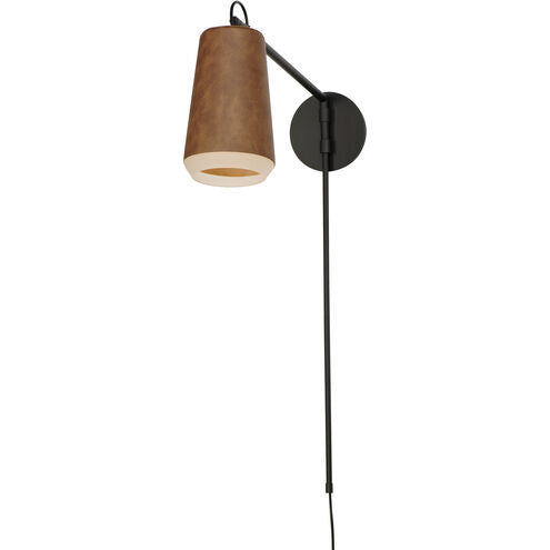 Maxim Lighting 10096WWDTN Scout LED 6 inch Weathered Wood/Tan Leather Wall Sconce Wall Light
