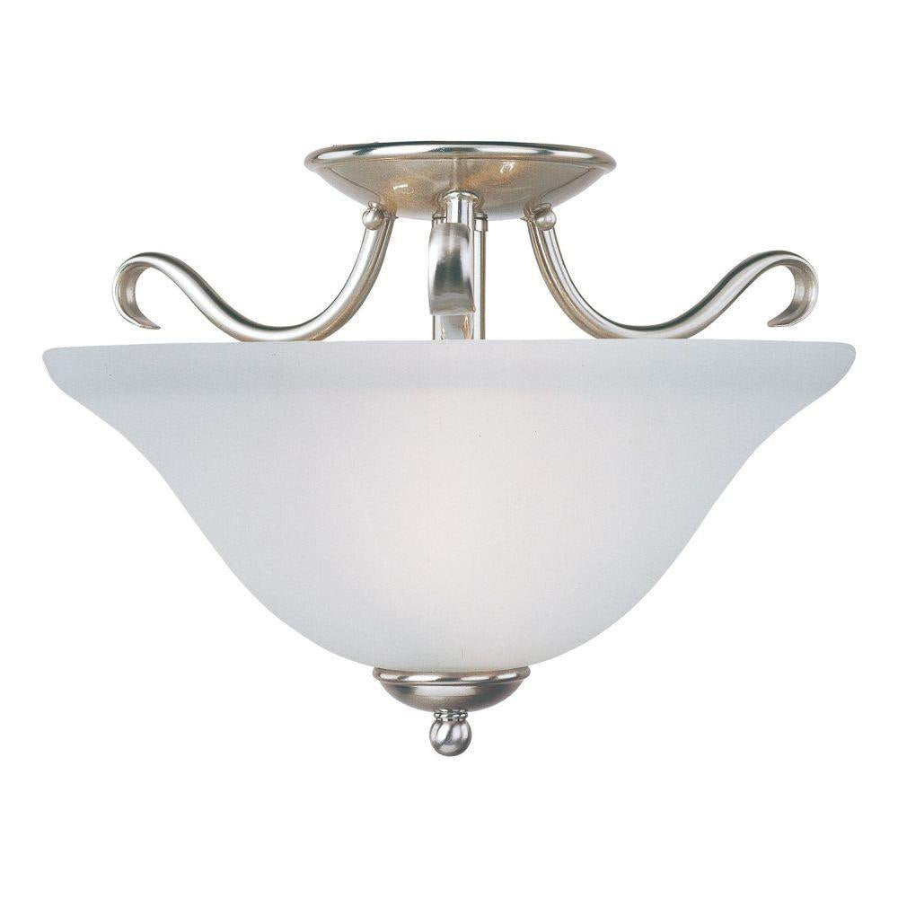 Maxim Lighting Basix 2 Light 14 inch Satin Nickel Semi-Flush Mount Ceiling Light