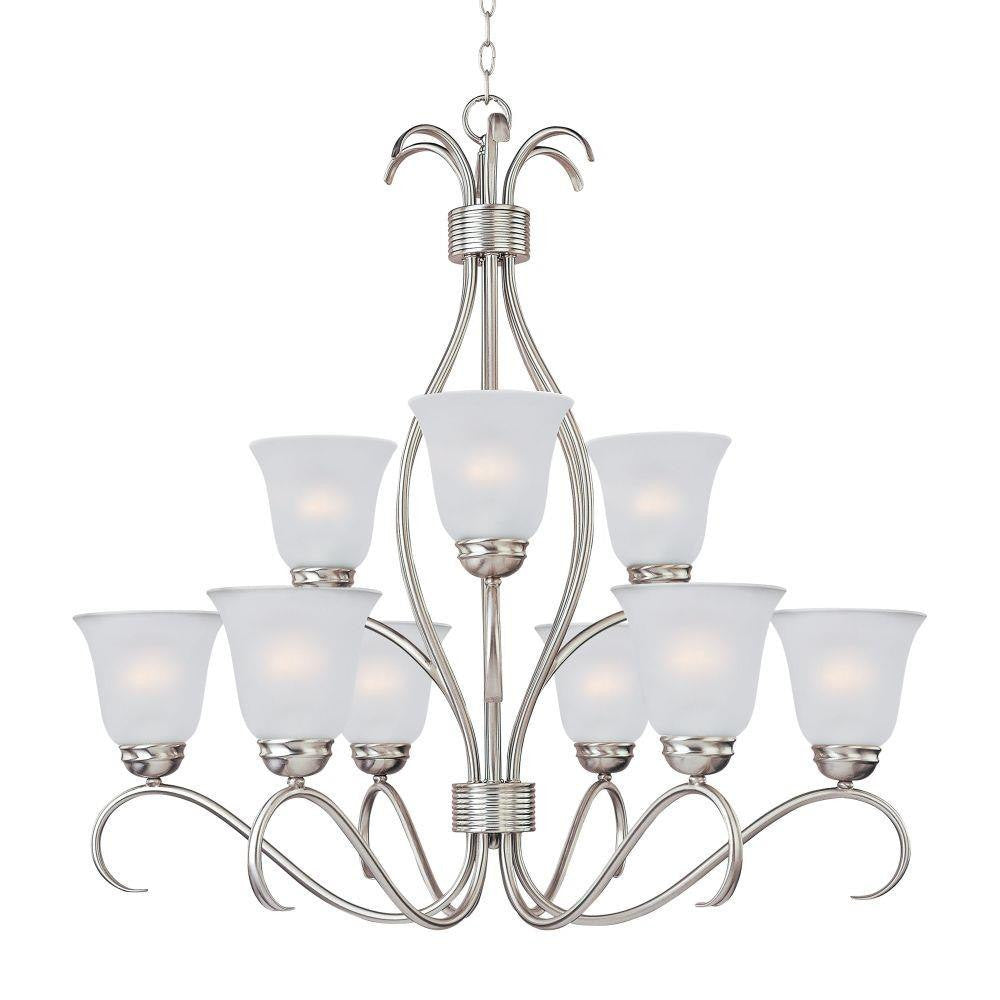 Maxim Lighting 10128FTSN Basix 9 Light 32 inch Satin Nickel Chandelier Ceiling Light