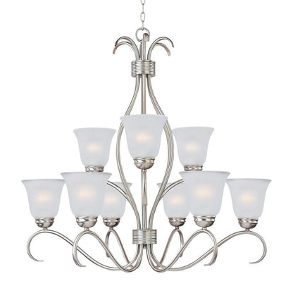 Maxim Lighting 10128FTSN Basix 9 Light 32 inch Satin Nickel Chandelier Ceiling Light