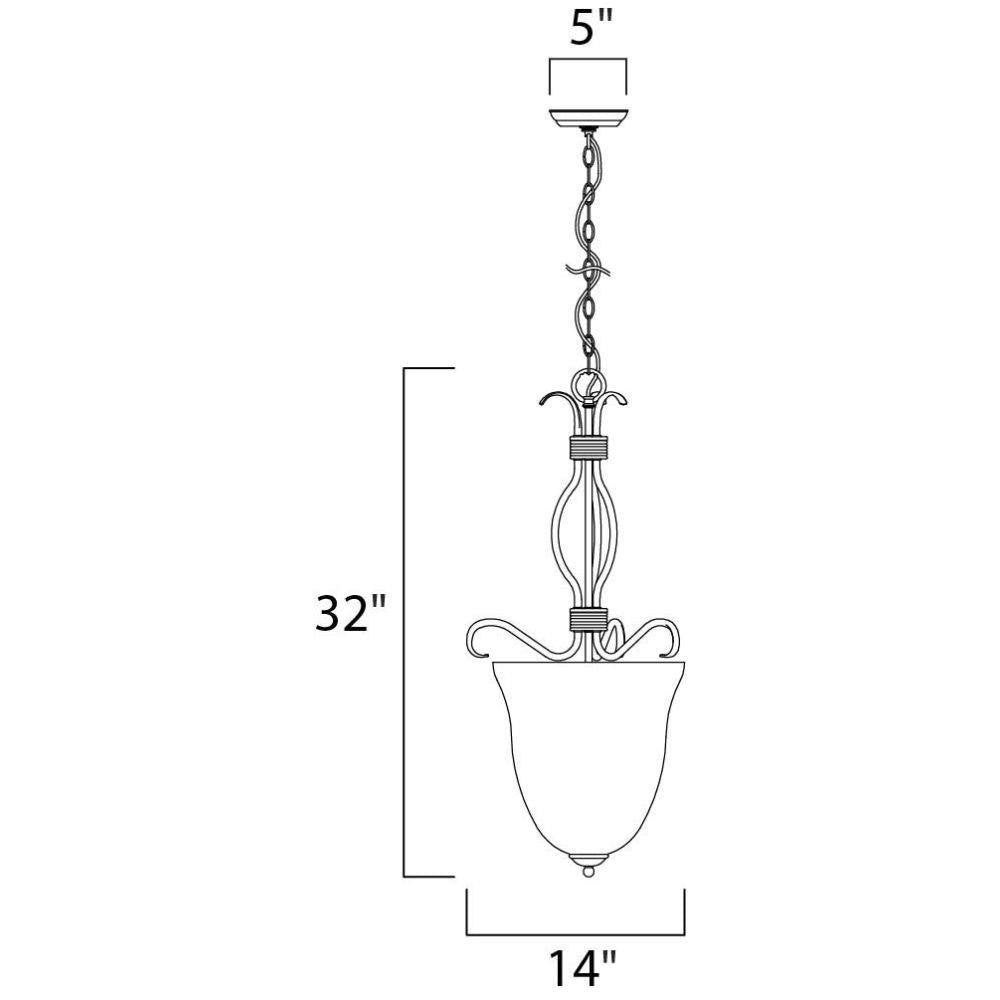 Maxim Lighting 10131FTSN Basix 4 Light 14 inch Satin Nickel Foyer Pendant Ceiling Light Dimension Diagram