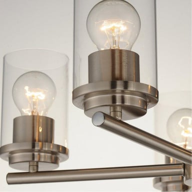 Maxim Lighting 10205CLSBR Corona Chandelier Clear Cylinder Glass Shade Detail