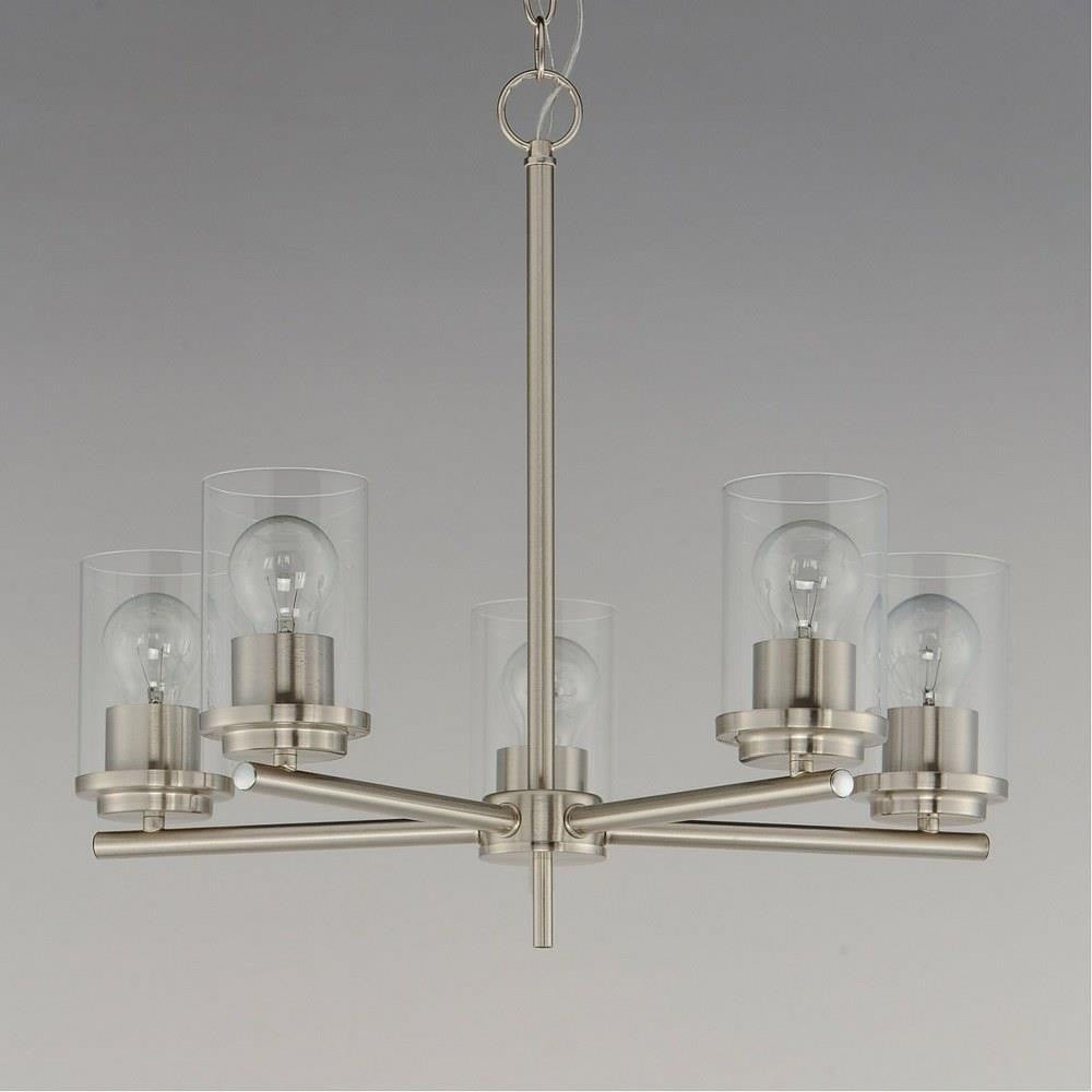 Maxim Lighting 10205CLSBR Corona 5 Light Chandelier in Satin Nickel Finish