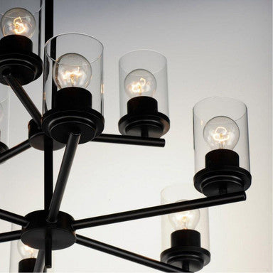 Maxim Lighting 10206CLSBR Corona 9 Light 28 inch Satin Brass Chandelier Ceiling Light - Close Detail of Glass Shades and Arms