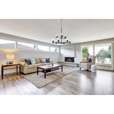 Maxim Lighting 10206CLSBR Corona 9 Light 28 inch Satin Brass Chandelier Ceiling Light - Lifestyle View in Living Room