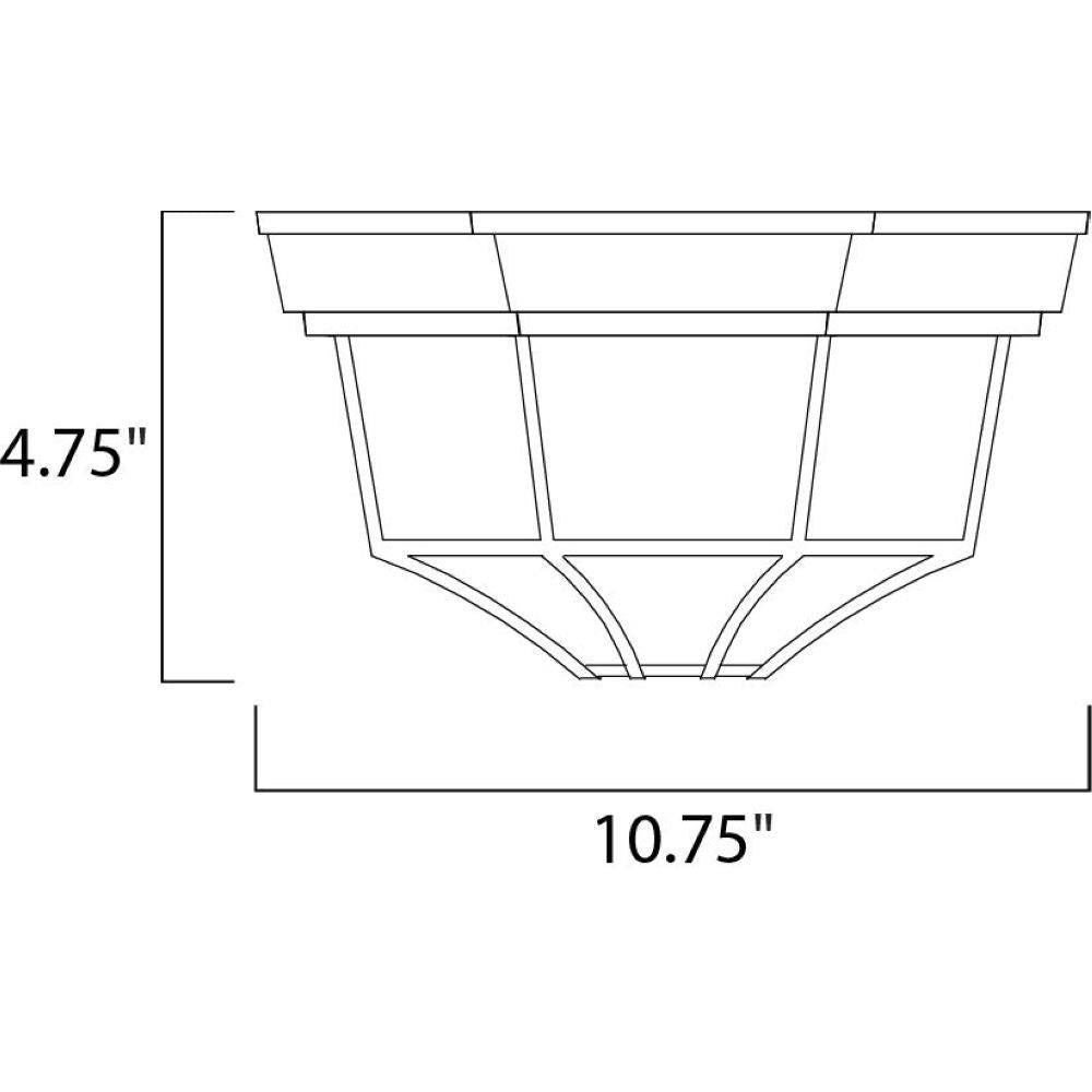 Maxim Lighting 1020RP Crown Hill Outdoor Flush Mount dimension diagram showing 10.75 inch width and 4.75 inch height
