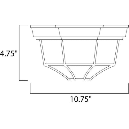 Maxim Lighting 1020RP Crown Hill Outdoor Flush Mount dimension diagram showing 10.75 inch width and 4.75 inch height