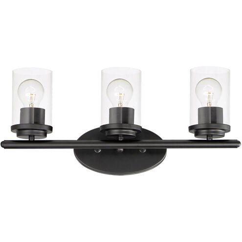 Maxim Lighting 10213CLBK Corona 3 Light 19 inch Black Bath Vanity Wall Light in Clear
