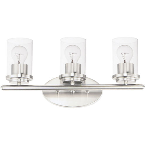 Maxim Lighting 10213CLSN Corona 3 Light 19 inch Satin Nickel Bath Vanity Wall Light in Clear