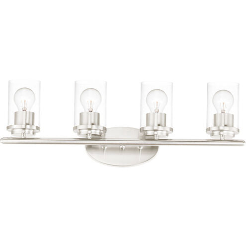 Maxim Lighting 10214CLSN Corona 4 Light 26 inch Satin Nickel Bath Vanity Wall Light in Clear
