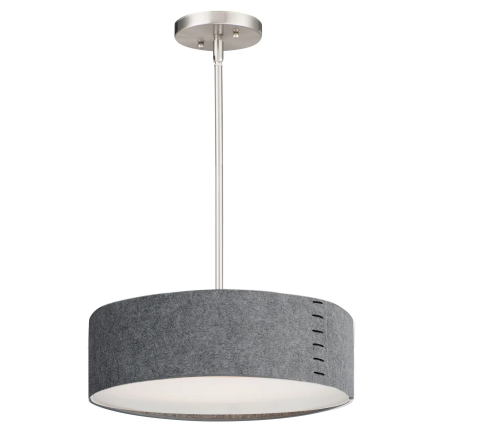 Maxim Lighting 10224GYSN Prime LED 16 inch Pendant Mount Ceiling Light Gray Felt / Satin Nickel