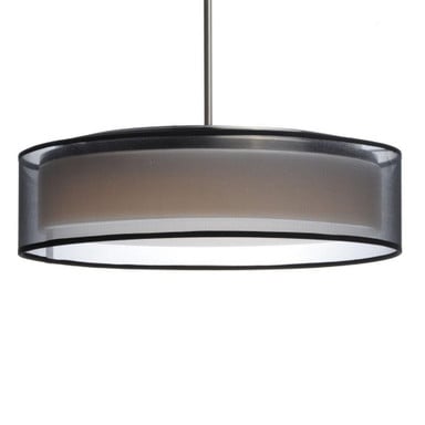 Maxim Lighting 10224WOSN Prime Pendant - front view showing drum shade with satin nickel stem