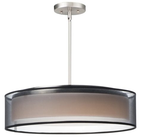Maxim Lighting 10226BOSN Prime LED 20 inch Pendant Mount Ceiling Light Black Organza / Satin Nickel