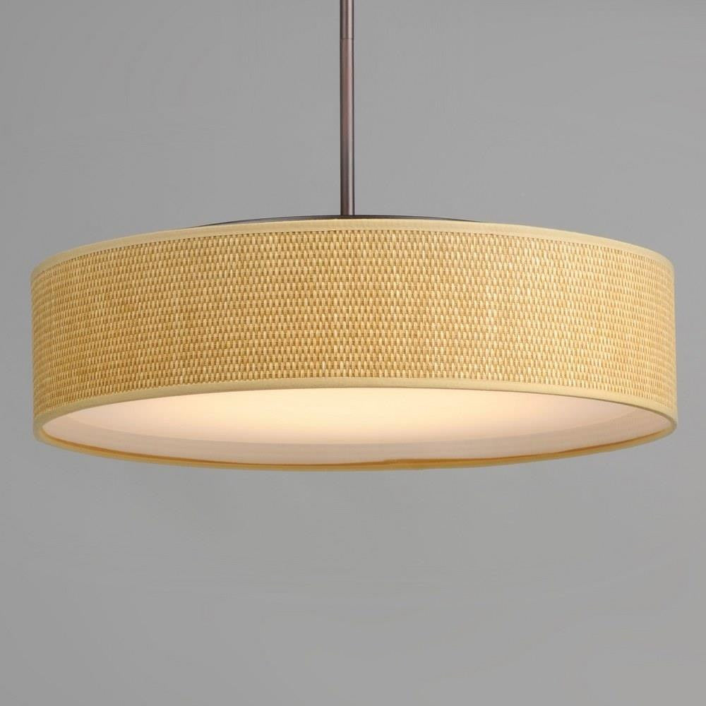 Maxim Lighting 10226WOSN Prime Pendant Light with Woven Drum Shade and Satin Nickel Finish