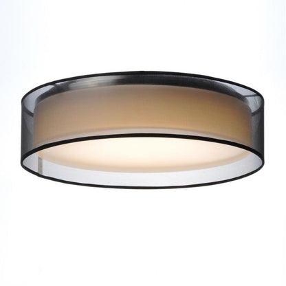 Maxim Lighting 10230WO Prime Drum Flush Mount Ceiling Light - angled view showing organza shade and acrylic diffuser