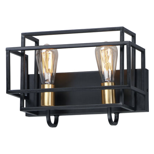 Maxim Lighting 10242BKSBR Liner 2 Light 14 inch Black/Satin Brass Wall Sconce Wall Light