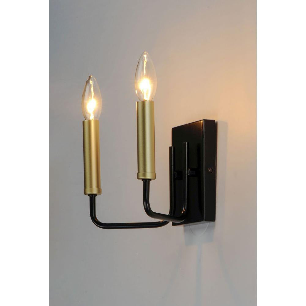 Maxim Lighting 10252BKGLD Sullivan 2 Light Black and Gold Bath Vanity Wall Light - Lit Angle View