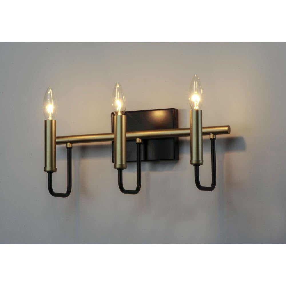 Maxim Lighting 10253BKGLD Sullivan 3 Light Black/Gold Bath Vanity Wall Light - Installed View Lit