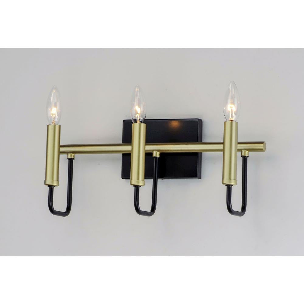 Maxim Lighting 10253BKGLD Sullivan 3 Light Black/Gold Bath Vanity Wall Light - Installed View Unlit