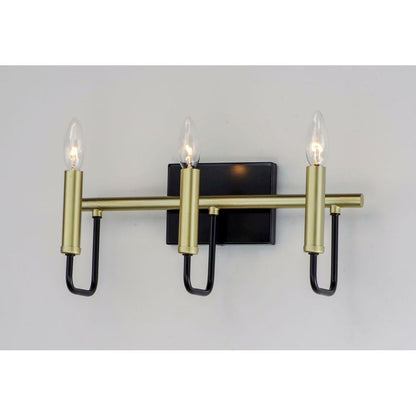 Maxim Lighting 10253BKGLD Sullivan 3 Light Black/Gold Bath Vanity Wall Light - Installed View Unlit
