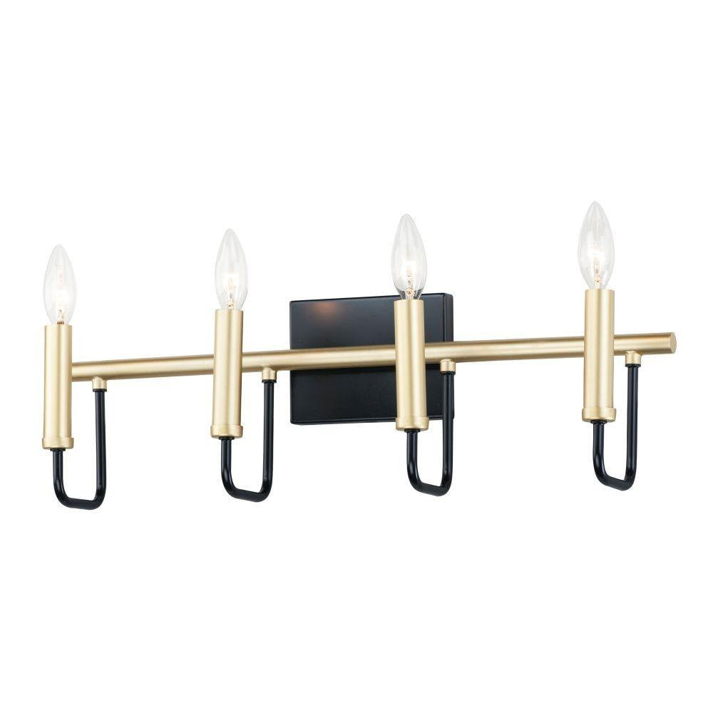 Maxim Lighting 10254BKGLD Sullivan 4 Light Black and Gold Bath Vanity Wall Light - White Background