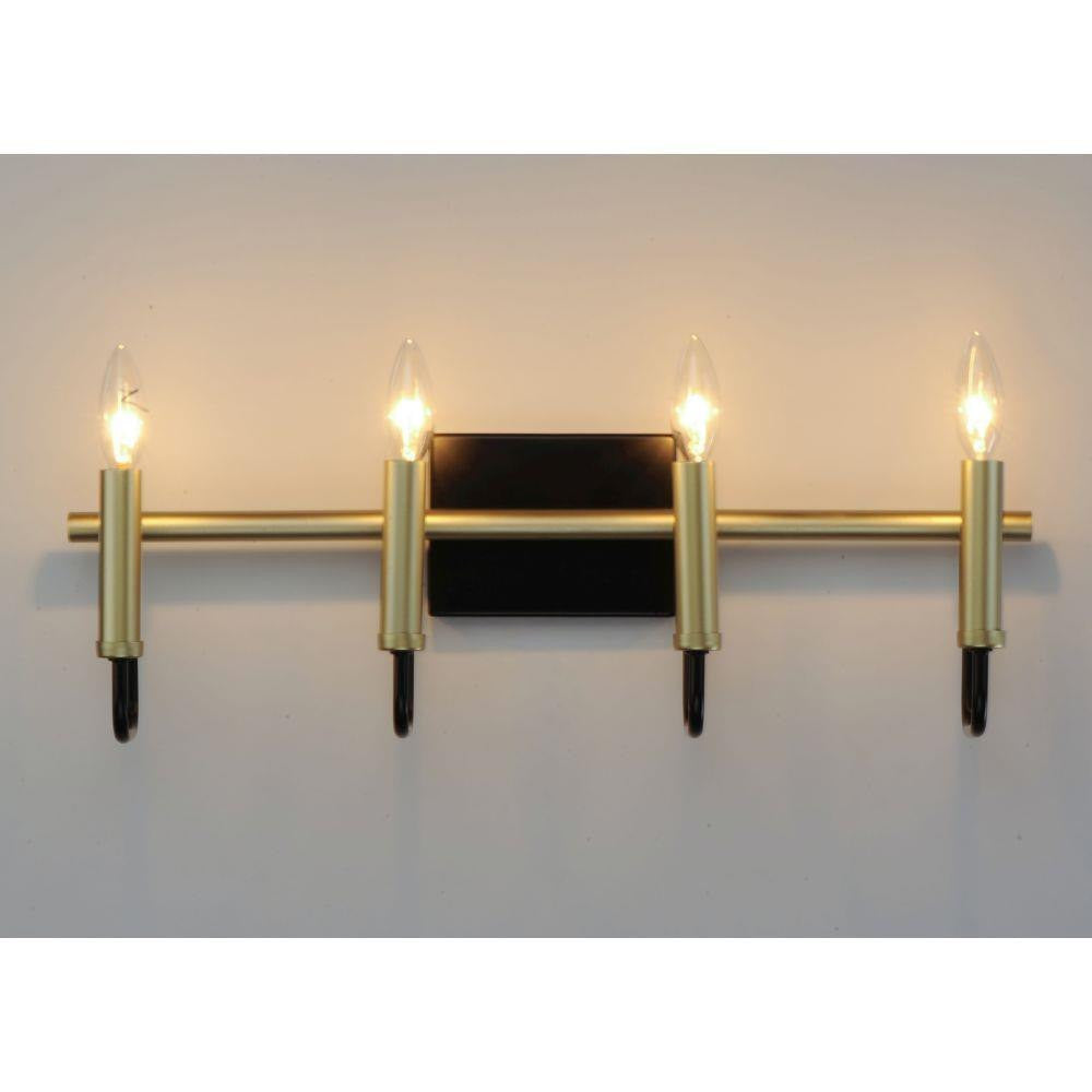 Maxim Lighting 10254BKGLD Sullivan 4 Light Black and Gold Bath Vanity Wall Light - Illuminated View