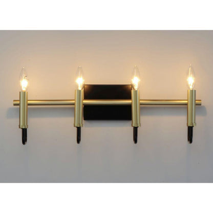Maxim Lighting 10254BKGLD Sullivan 4 Light Black and Gold Bath Vanity Wall Light - Illuminated View