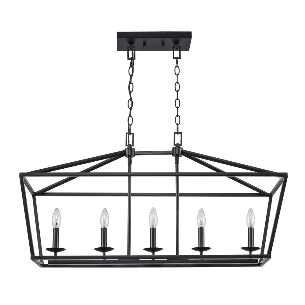 Trans Globe Lighting 10263 BK Lacey 5 light black pendant ceiling light front view