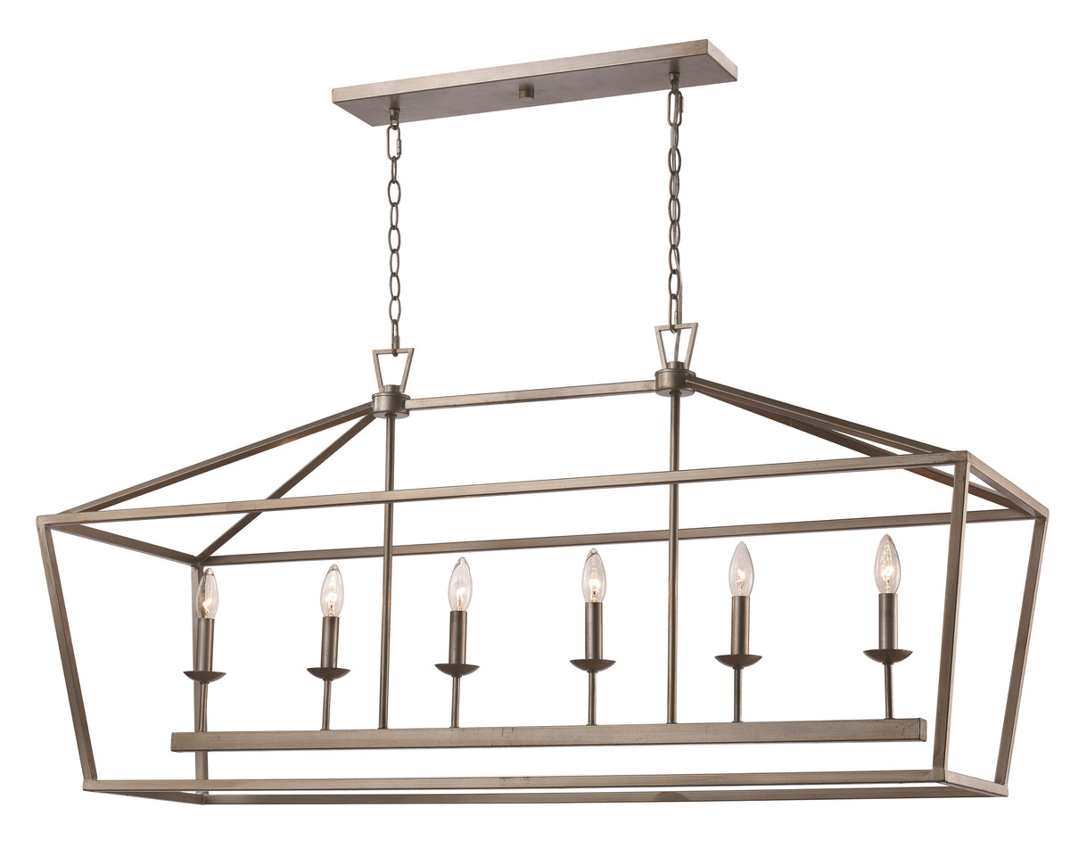 Trans Globe Lighting 10267 ASL Lacey 6 Light 49 inch Antique Silver Leaf Pendant Ceiling Light