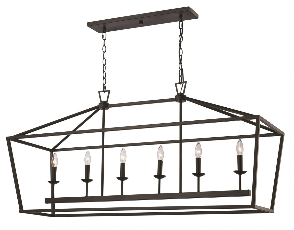 Trans Globe Lighting 10267 ROB Lacey 6 light rubbed oil bronze linear pendant light
