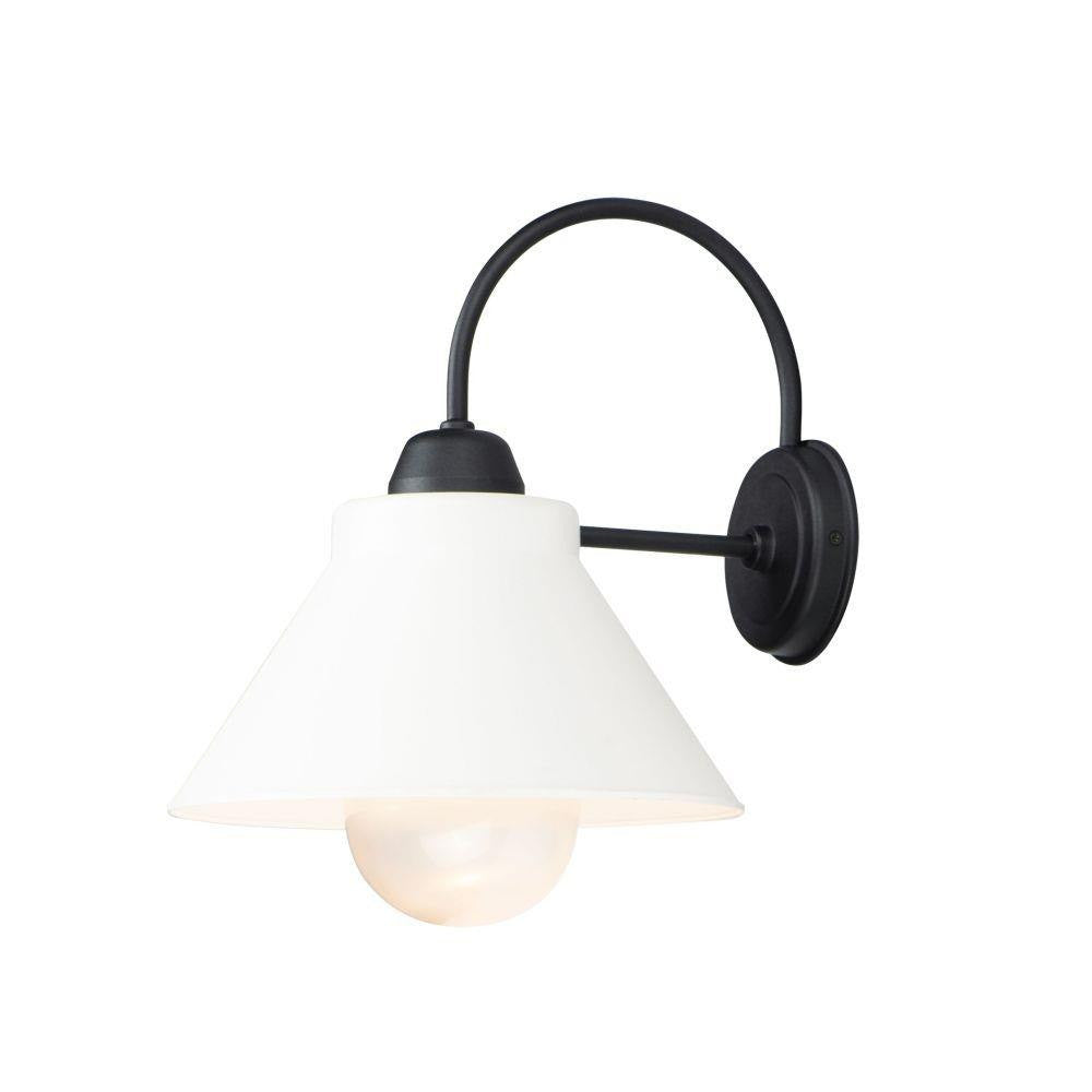 Maxim Lighting 10290WTBK Jetty 1 Light Black Outdoor Wall Sconce with White Polycarbonate Cone Shade - Product View