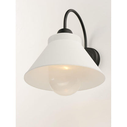 Maxim Lighting 10290WTBK Jetty Black Outdoor Wall Sconce with White Shade - Installed View Lit