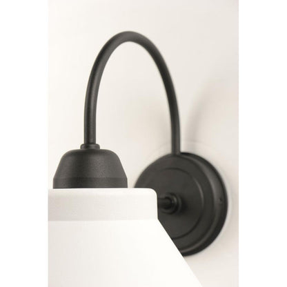 Maxim Lighting 10290WTBK Jetty Black Gooseneck Arm and Round Back Plate Detail Close-Up
