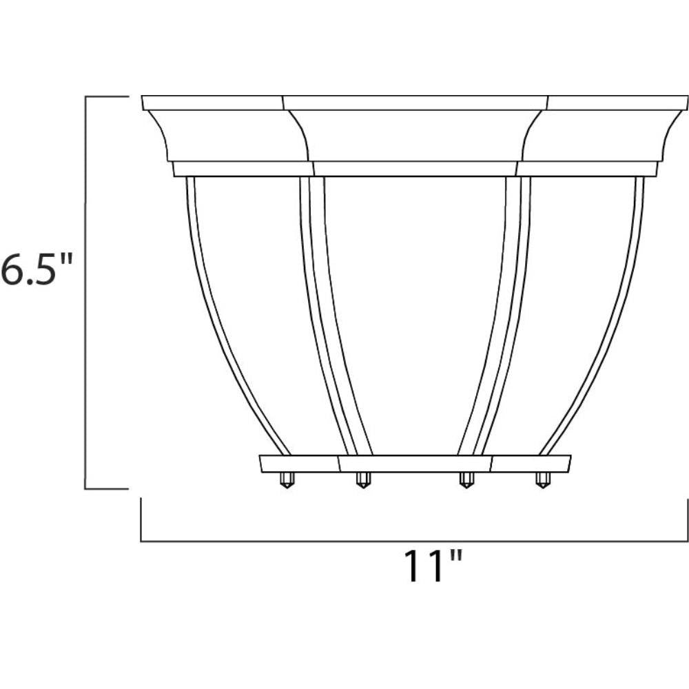 Maxim Lighting 1029BK Crown Hill Outdoor Flush Mount Dimensions - 11 inches wide by 6.5 inches high