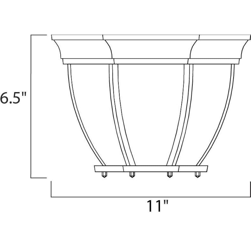 Maxim Lighting 1029WT Crown Hill 3 Light 11 Inch White Outdoor Flush Mount Dimensions Diagram