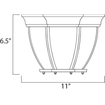 Maxim Lighting 1029WT Crown Hill 3 Light 11 Inch White Outdoor Flush Mount Dimensions Diagram