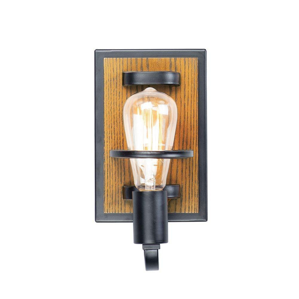 Maxim Lighting 10301BKASB Black Forest 1 Light Wall Sconce in Black/Ashbury - Front White Background