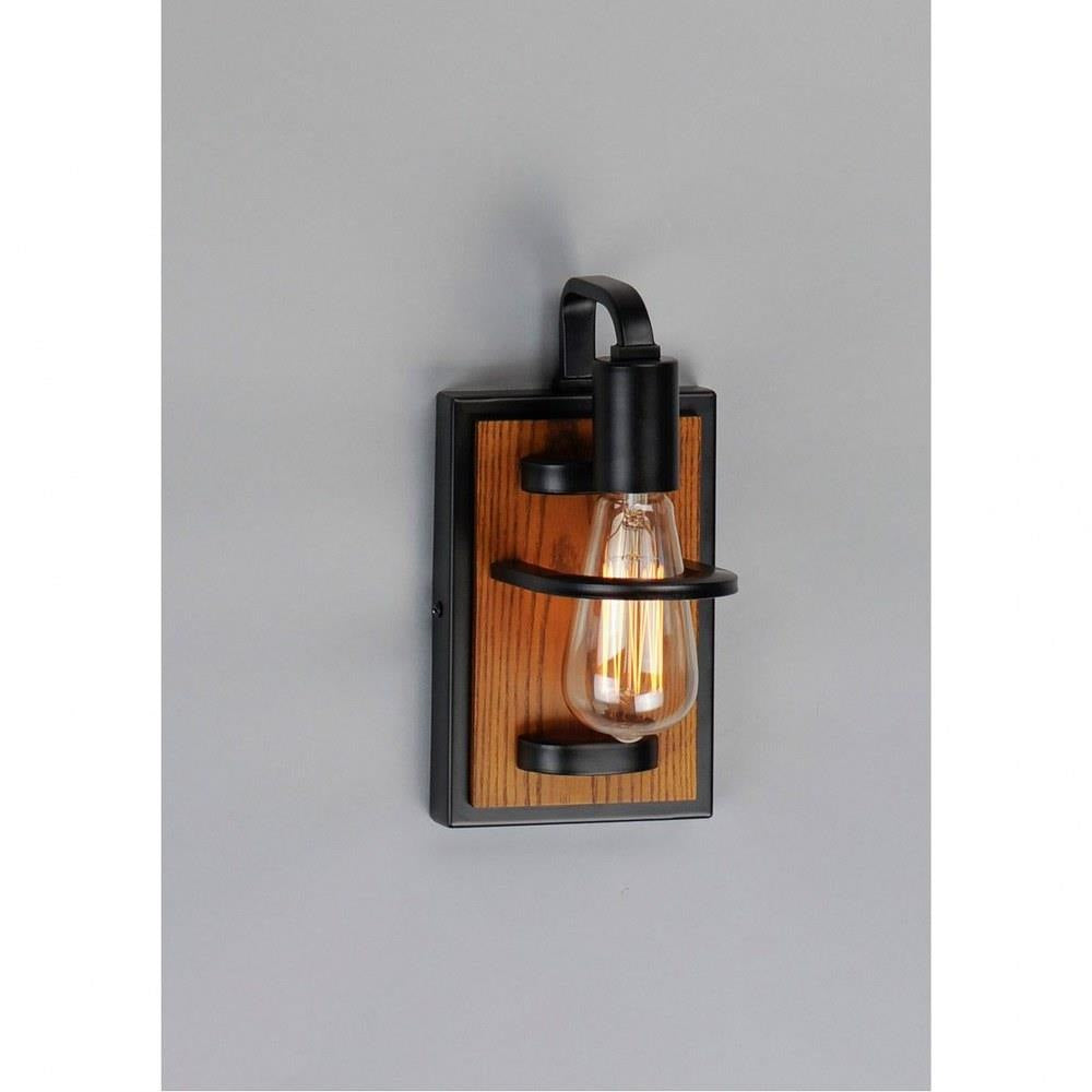 Maxim Lighting 10301BKASB Black Forest 1 Light Wall Sconce in Black/Ashbury - Front View