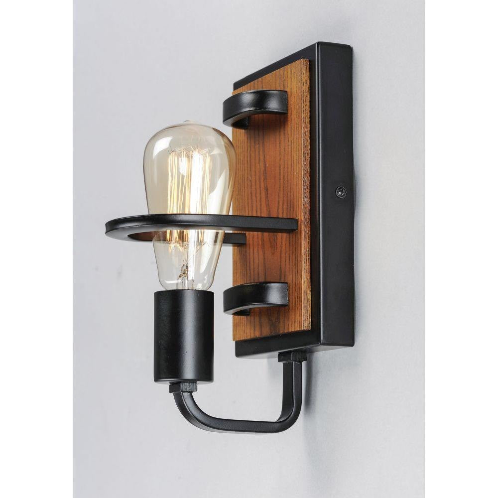 Maxim Lighting 10301BKASB Black Forest 1 Light Wall Sconce in Black/Ashbury - Side Angle View