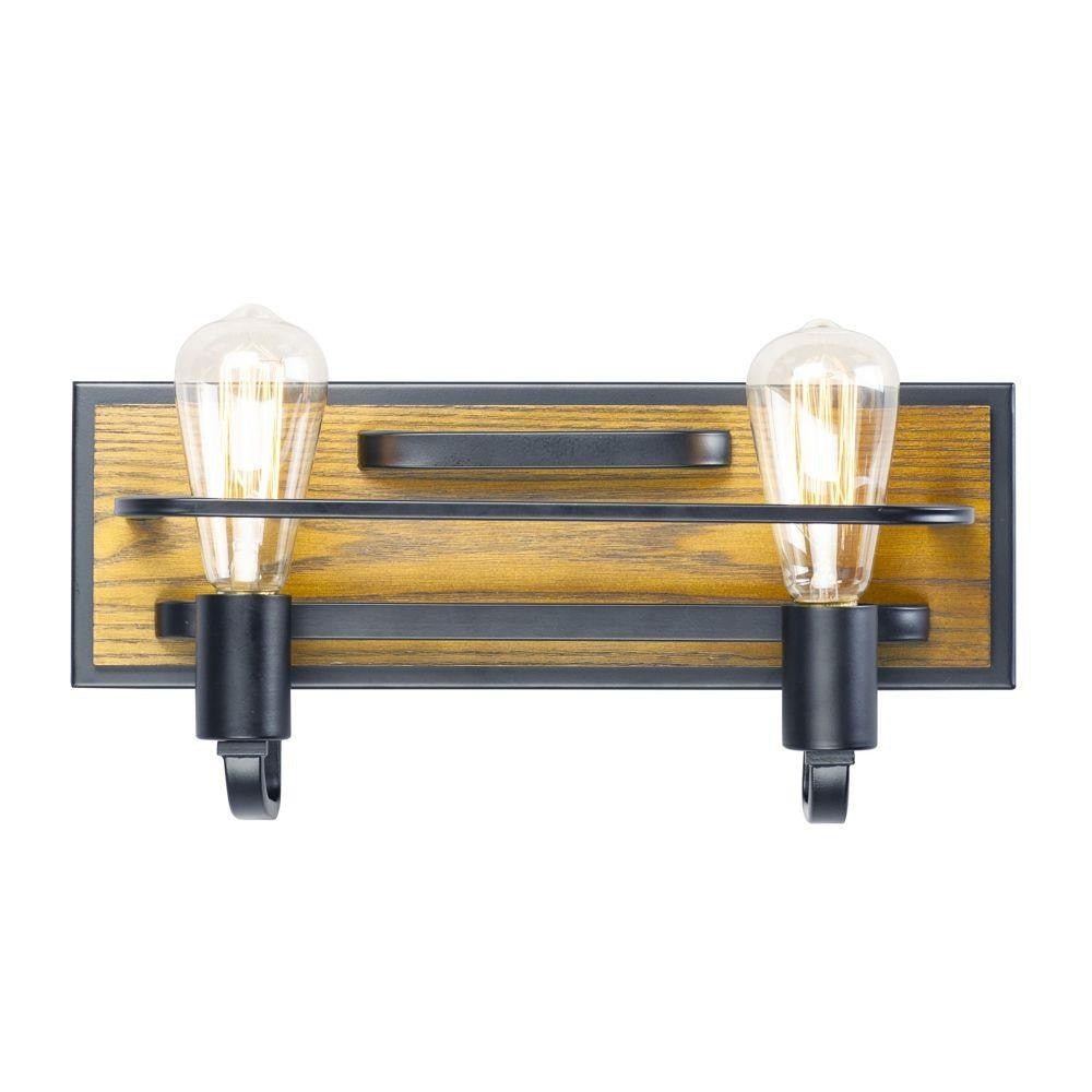 Maxim Lighting 10302BKASB Black Forest 2 Light Bath Vanity Wall Light Front View
