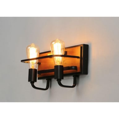 Maxim Lighting 10302BKASB Black Forest 2 Light Bath Vanity Wall Light Installed Lit View