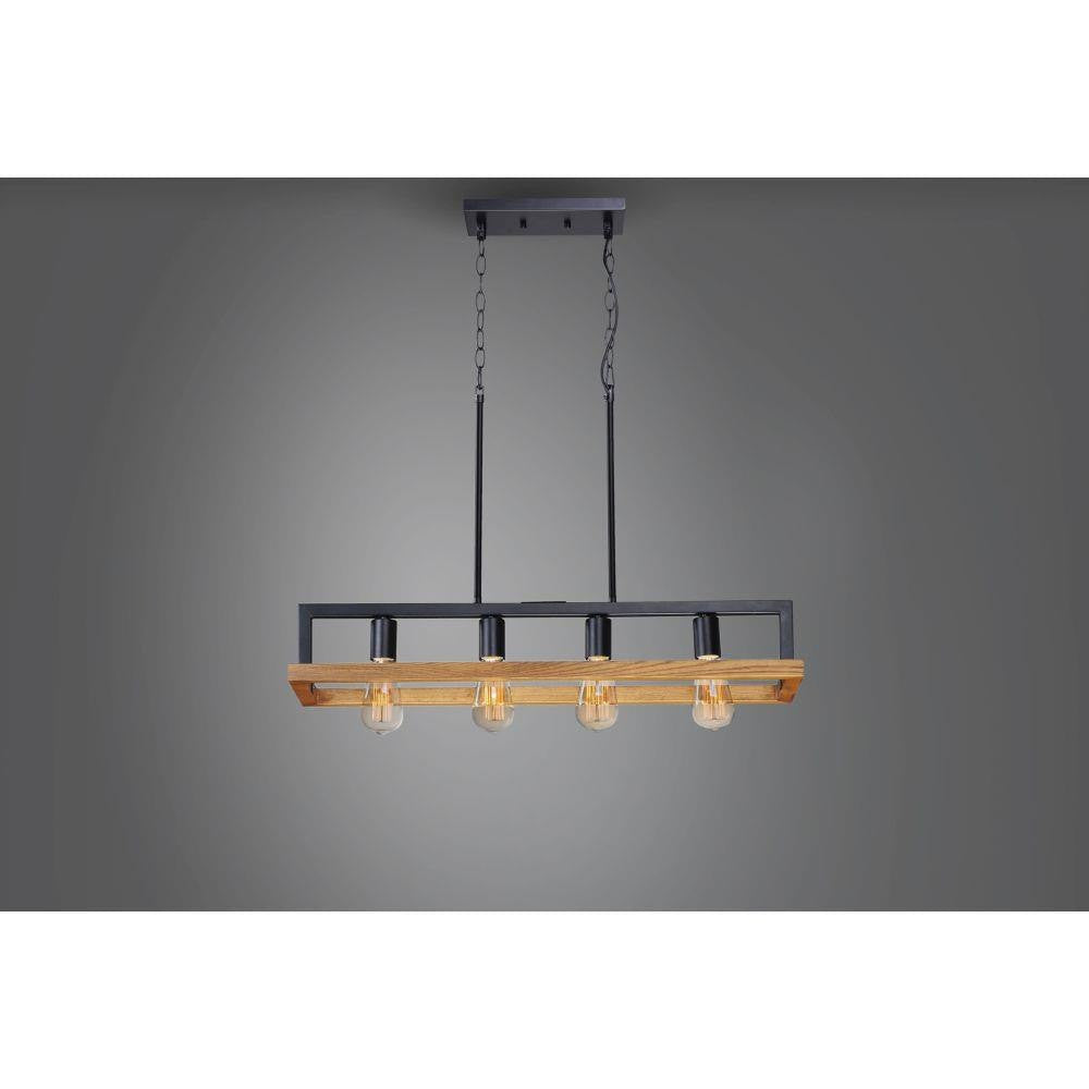 Maxim Lighting 10307BKASB Black Forest 4 Light Linear Pendant styled in room setting with dark background