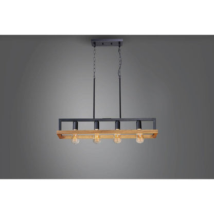 Maxim Lighting 10307BKASB Black Forest 4 Light Linear Pendant styled in room setting with dark background