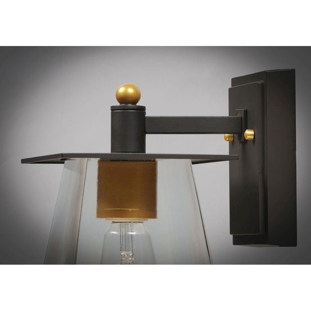 Maxim Lighting 10312CLBZGLD Chalet Outdoor Wall Lantern Close-Up Detail of Bronze and Gold Hardware