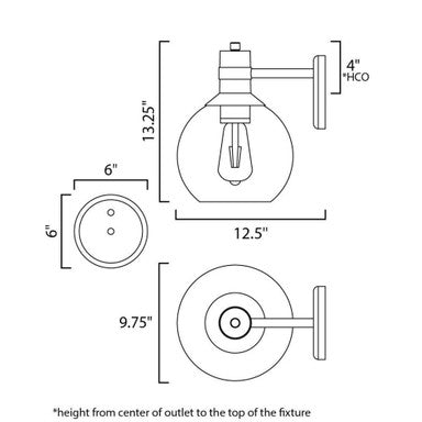 Maxim Lighting 10319CLBZGLD Cabin 1 Light Bronze Gold Outdoor Wall Lantern - Dimensions Diagram
