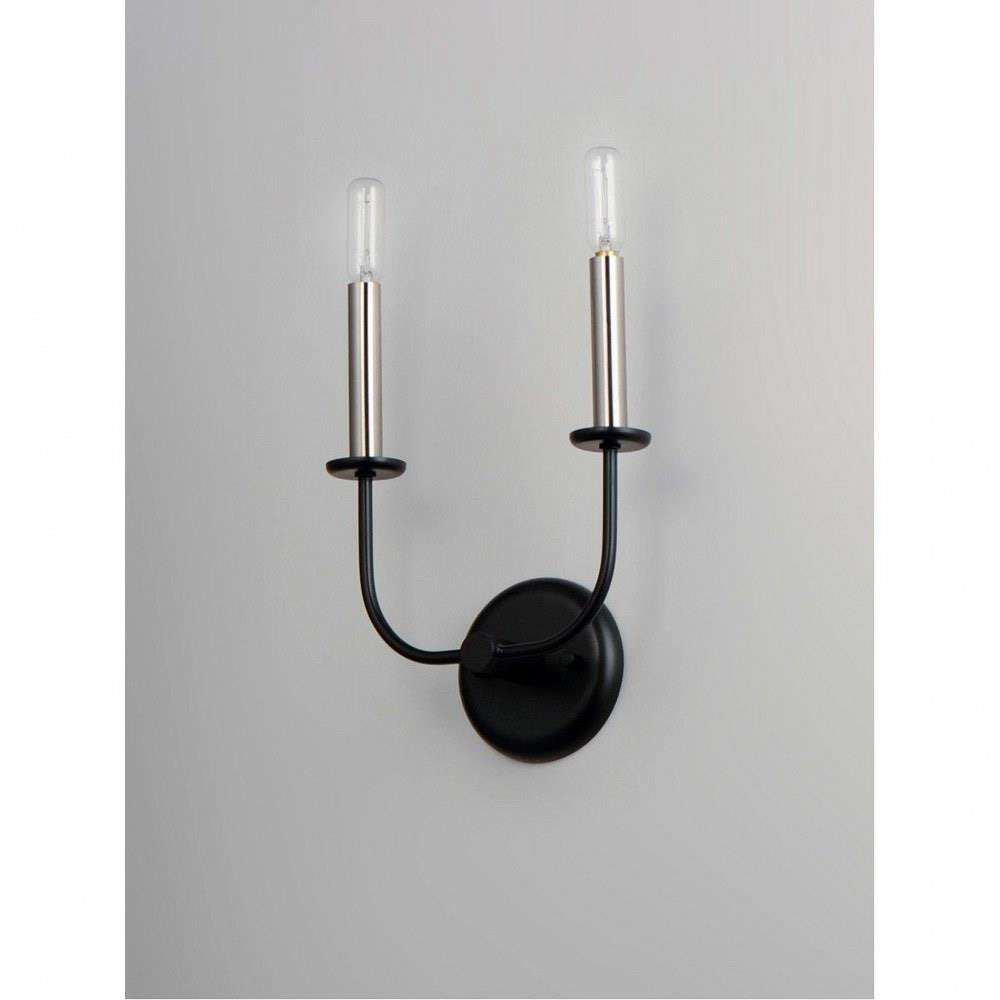 Maxim Lighting 10322BKSN Wesley 2 Light 9 inch Black/Satin Nickel Wall Sconce